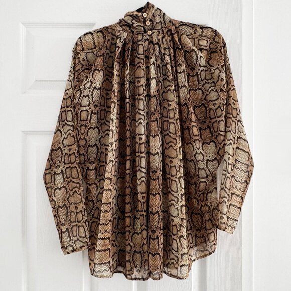Smythe Snake Print Turtleneck Blouse, size XS - Picture 8 of 10